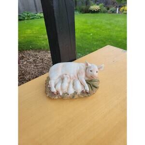 Vintage Homco Pig Figurine 5 Little Piglets, Home Interiors, Masterpiece 1985
